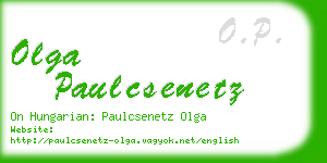 olga paulcsenetz business card